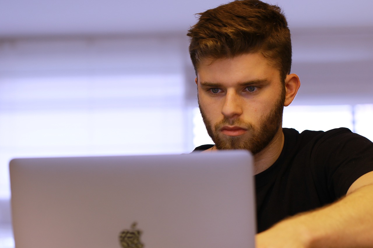 young man, student, studying, learning, laptop, student, student, student, student, student